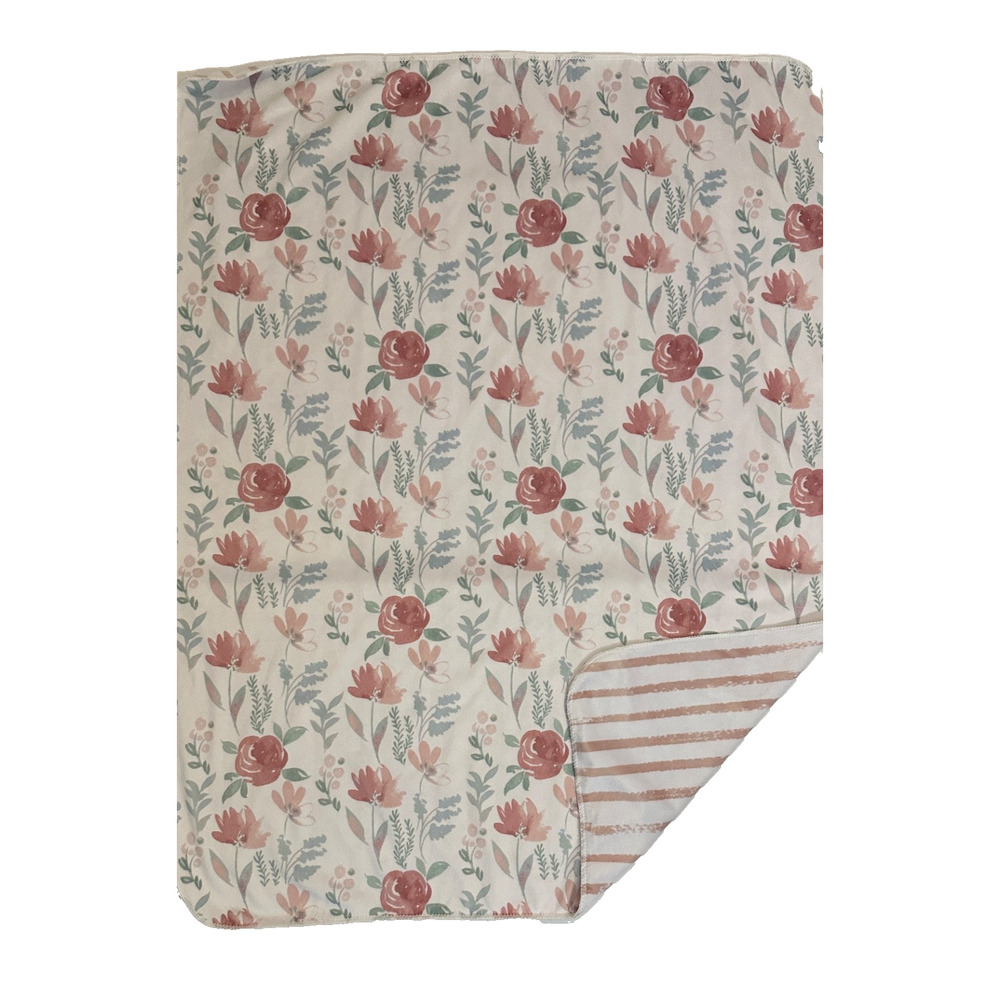 Lila and Jack Floral Flower Stripe Pink Baby Blanket Lovey Garden Green Kids